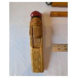 Lot of Vintage Wooden Folk Items with Carved Box and Handmade Utensils