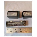 Collection of Hohner Chromonica and Blues Harp Harmonicas with Cases