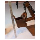 Handcrafted Wooden Model of Excavator Bucket on Display Stand