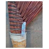 Vintage Wooden Toy Rifle, Stick Hobby Horse, and Handcrafted Straw Broom Set