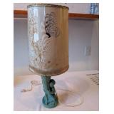 Vintage Table Lamp with Ceramic Cherub Base and Decorative Butterfly Shade