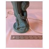 Vintage Table Lamp with Ceramic Cherub Base and Decorative Butterfly Shade