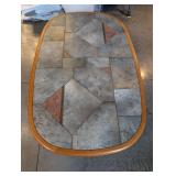Rectangular Coffee Table with Tile Top and Wood Frame