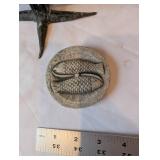 Lot of 3 Religious Decor Items - Metal Crucifix, Fish Plaque, Bird Motif Stand
