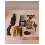 Collection of Vintage Carvings, Metalware, Expo67 Souvenir, and Beaded Purse