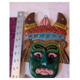 Group of 3: Sterling Silver Pendant, Embroidered Cloth, and Hand-Painted Mask