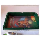 Vintage Ashtray and Collectibles Lot with Cast Iron Pig and Miscellaneous Items