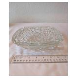 Clear Textured Art Glass Bowl with Bubble Pattern, 8 Inch