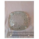 Clear Textured Art Glass Bowl with Bubble Pattern, 8 Inch