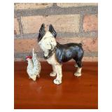 Bulldog & Rooster Die-Cast Metal Figurines - Display Pair