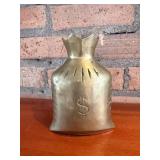 Money Bag Paperweight - Brass-Tone Metal with Dollar Sign