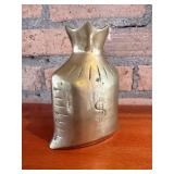 Money Bag Paperweight - Brass-Tone Metal with Dollar Sign