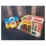 Vintage Fisher Price Parking Ramp and Little Market