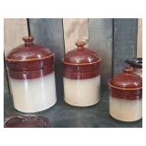 7 Various beautiful Mid Modern Stoneware Kitchen Canisters Pitchers and more