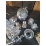 Mixed lot of household items New Grill Grates Shower Heads, and Antique Meat Grinder