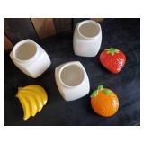 Truley Vibrant Banana Apple and Orange Kitchen Canisters Kessler Japan