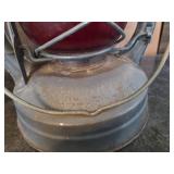 Great Antique Lot Metal Grain Scoop and Dietz Little Wizard Red Globe Barn Lantern