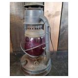 Great Antique Lot Metal Grain Scoop and Dietz Little Wizard Red Globe Barn Lantern