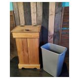 30" Tall Wood Trash Can Holder with Flip Lid