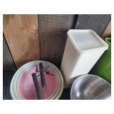 Huge Lot of Kitchen Bowls Platters Tupperware Stainless Steel and More