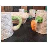 Beautiful Veggie Themed Coffee Cups with Tray Fitz and Floyd