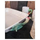 Beautiful Veggie Themed Coffee Cups with Tray Fitz and Floyd