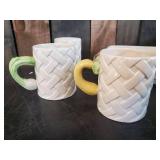 Beautiful Veggie Themed Coffee Cups with Tray Fitz and Floyd