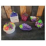Precious Collection of Grape Themed Dishes and Decor Ardco and Lefton