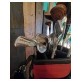 Golf Bag, Lots of Clubs, and Golf Balls