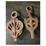 2 Cast Unique Barn Pulleys