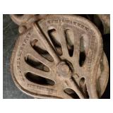 2 Cast Unique Barn Pulleys