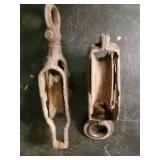 2 Cast Unique Barn Pulleys