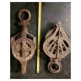 2 Cast Unique Barn Pulleys