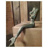 Very Cool Cast Metal 10" long sitting Mermaid