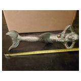 Very Cool Cast Metal 10" long sitting Mermaid