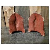 Set of heavy metal Art Deco Peacock Book Ends