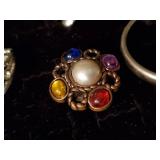 Nice collection of costume jewelry and watches in display case