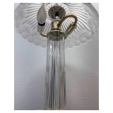 Vintage 18" CHEVAL Crystal & Marble Domed Boudoir Lamp Frosted Flowers