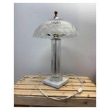 Vintage 18" CHEVAL Crystal & Marble Domed Boudoir Lamp Frosted Flowers