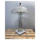 Vintage 18" CHEVAL Crystal & Marble Domed Boudoir Lamp Frosted Flowers