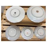 Lot of 6 Mid-Cent. Hand Painted Tea Cups; Moriage Dragon, Gefle Bla Blomstrer Sweden, Enesco Blue Jay & Robin, Lusterware Pink Roses, Royal Sealy Orchid & Napco Orchid