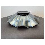 8" Fenton Cobalt Blue Scalloped Ribboned Patterned Hearts & Vines Carnival Glass  Bowl