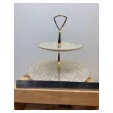2 Tier Handy Karoline 22K Gold California Made Karolyte Top Handled Serving Tray