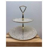 2 Tier Handy Karoline 22K Gold California Made Karolyte Top Handled Serving Tray
