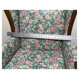 Mid-Century Modern Walnut Chippendale Style Lounge Armchair with Curved Backrest and English Cotton Floral Fabric, 1960