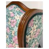 Mid-Century Modern Walnut Chippendale Style Lounge Armchair with Curved Backrest and English Cotton Floral Fabric, 1960