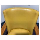 Vintage 60s Walnut Arm Chair, Harvest Gold Vinyl Upholstery - Beautiful condition 33"H x 24"W