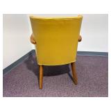 Vintage 60s Walnut Arm Chair, Harvest Gold Vinyl Upholstery - Beautiful condition 33"H x 24"W