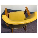 Vintage 60s Walnut Arm Chair, Harvest Gold Vinyl Upholstery - Beautiful condition 33"H x 24"W