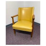 Vintage 60s Walnut Arm Chair, Harvest Gold Vinyl Upholstery - Beautiful condition 33"H x 24"W